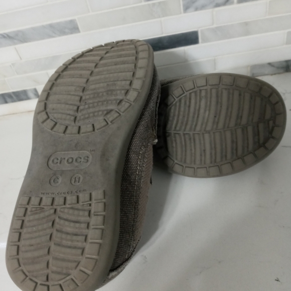 Crocs Santa Cruz Dual Comfort dark beige canvas slip on boat shoes /Loafers C11 - Picture 6 of 6